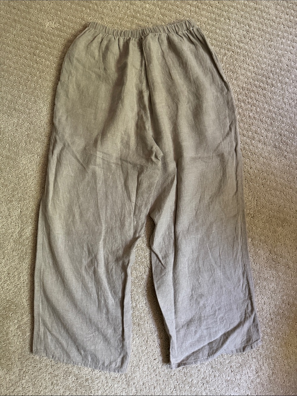 Flax 100% Lithuanian Linen Pull-on Stretch-Waist Cropped Pants Natural Beige | P - Picture 2 of 6